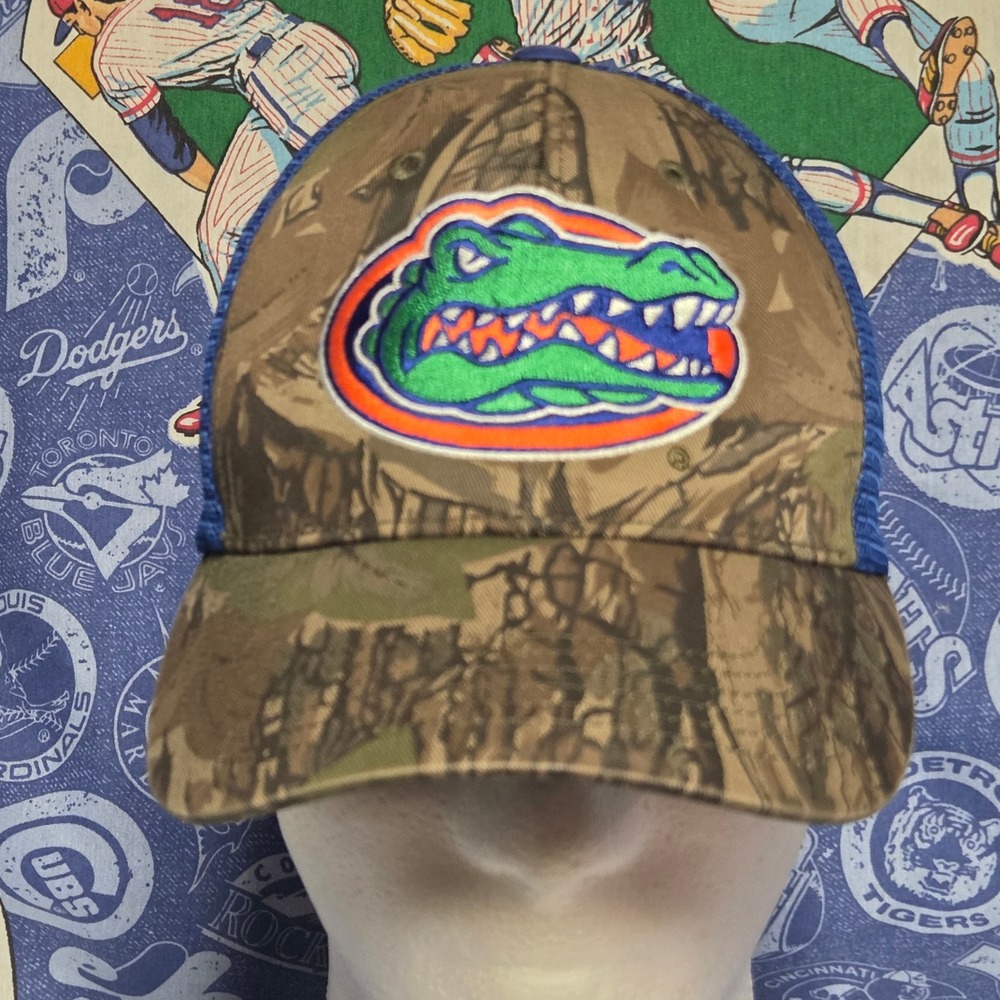 Florida Gators Captivating Headwear Trucker Hat Mens NCAA Blue Camo Snapback Cap